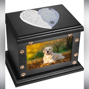 Pet Memorial Urns Dogs Cats Ashes Wooden Funeral Cremation Photo Frame Memory